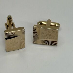 Hickok Vtg Gold-Tone Square Sunburst Cufflinks